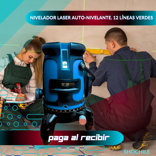 Nivelador Laser AUTO-NIVELANTE. 12 Líneas Verdes, Con trípode-360° Horizontal Y Vertical.