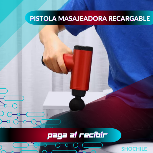 Pistola Masajeadora Recargable - Llevate gratis 4 cabezales para masajes